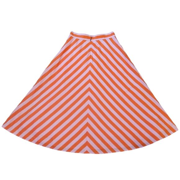 Kate Spade Deck Stripe in Mirage Pink and Traffic Linen Blend Midi Skirt - Picture 5 of 13